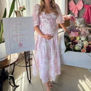 WORTH COLLECTIVE - Harlow Pink Floral Maxi Dress - Size S